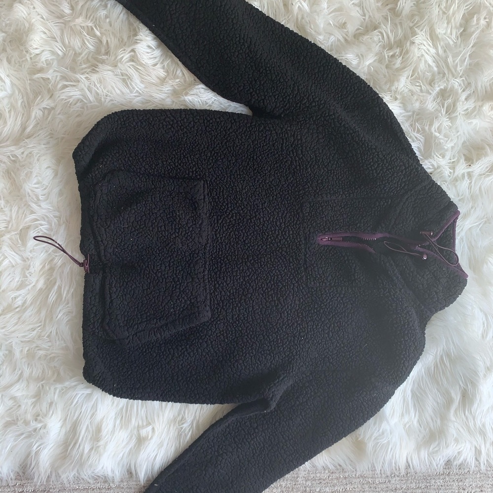 Black HARLOW Teddy Sweater with Drawstring